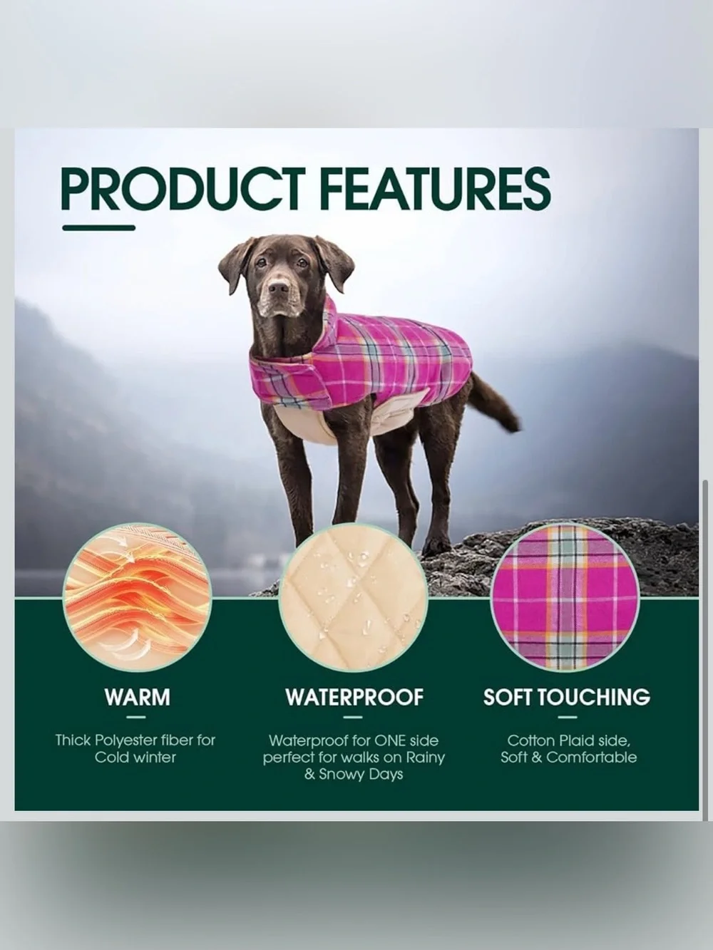 Kuoser Waterproof Dog Coat, Reversible Dog Jacket For Medium Dogs. 2457/bb12-1